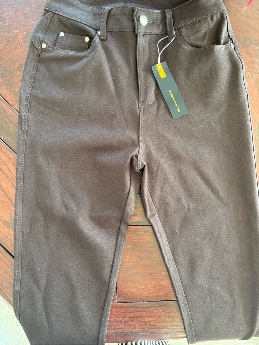 Dark Brown Stretch Slim Pants